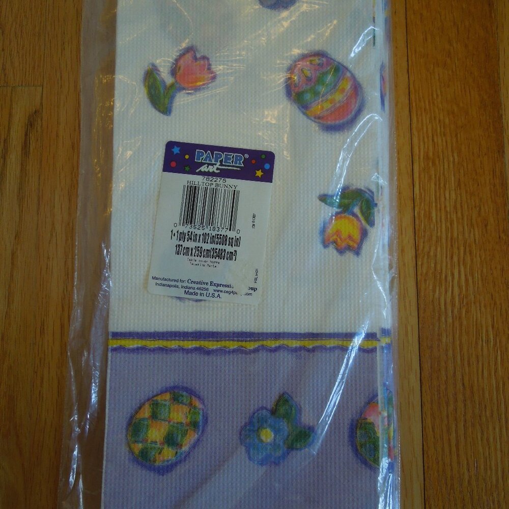 New Vintage Paper Art Easter Table Cover Disposable Tablecloth Flowers Eggs